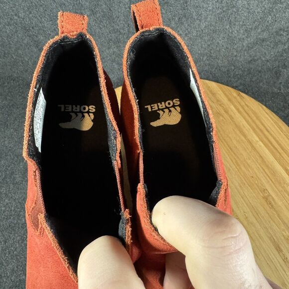Sorel Evie II Chelsea Womens 10 Red Suede Boots‎ Slip On Wedge Pull On New - Picture 7 of 8